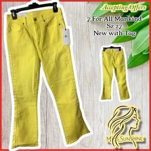 7 for all mankind NEW with Tag - Sz 27 - high rise slim kick boot lemon Jeans